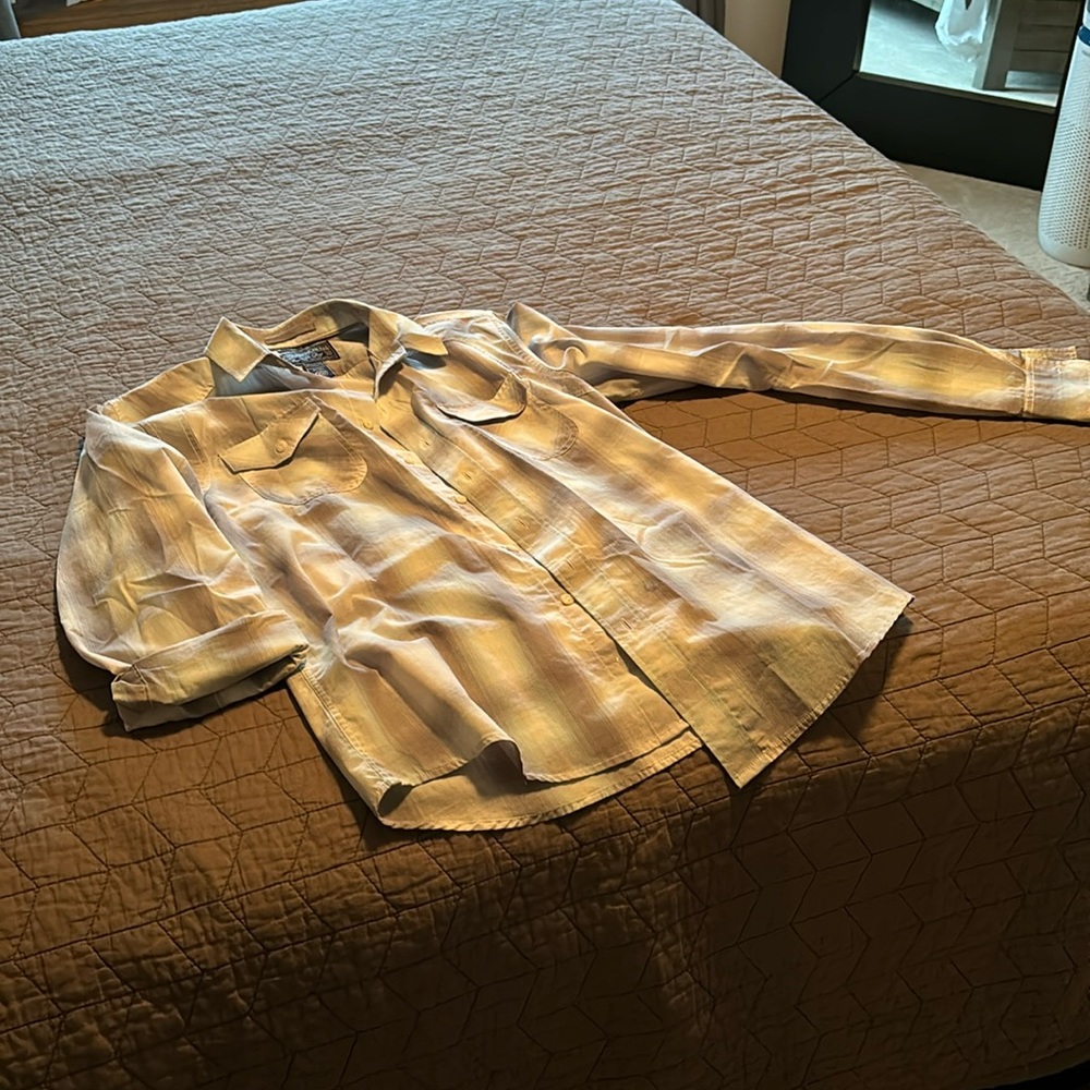 White plaid button doen